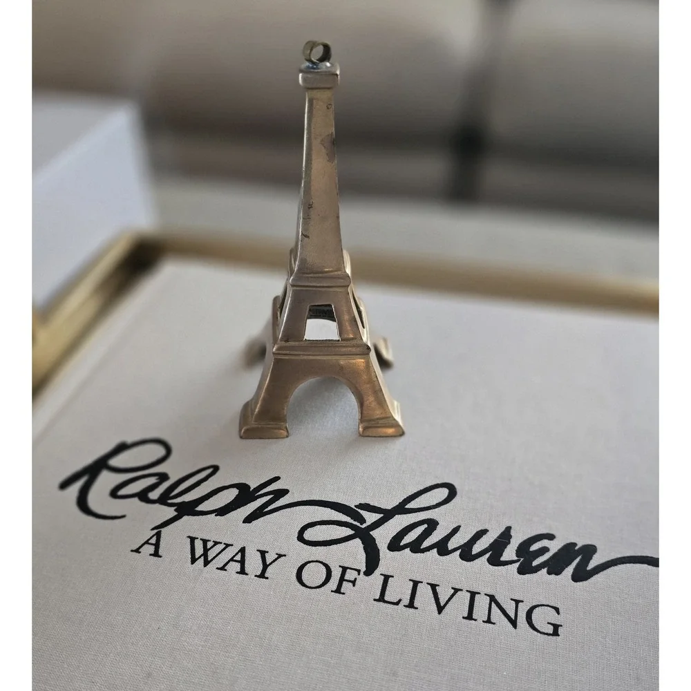Restoration Hardware Solid Gold Brass Miniature Eiffel‎ Tower Ornament Decor
